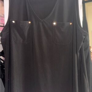 Anne Klein Black Tank Top with Pocket Accents